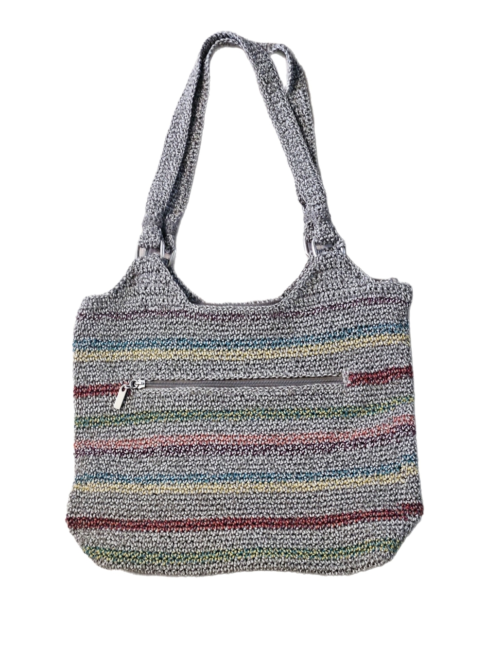 The Sak Belle Voyager Crochet Tote Bag Mulicolor Striped Boho Purse NWOT
